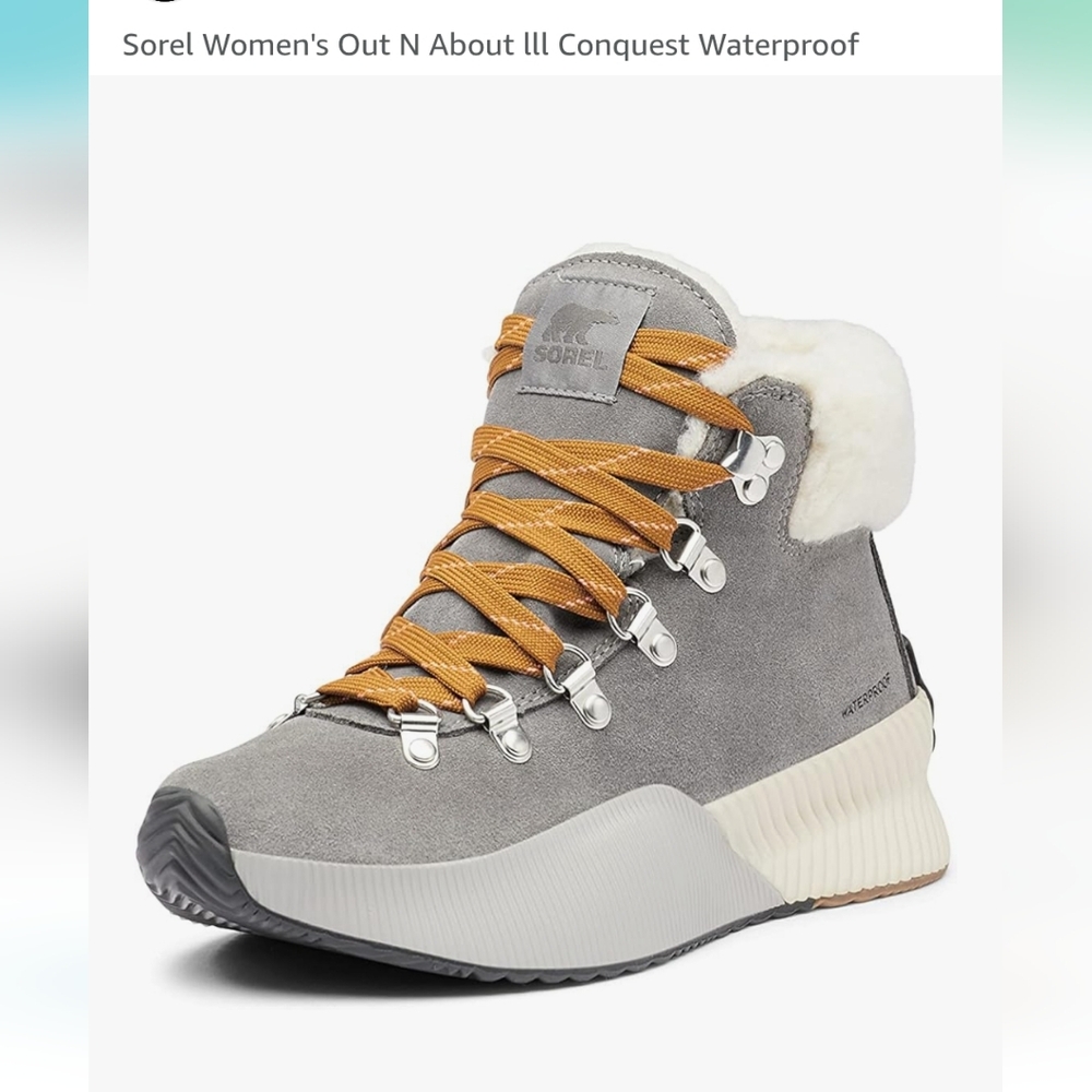 Sorel Women's Out N About III Conquest Booties Grey Cream Waterproof